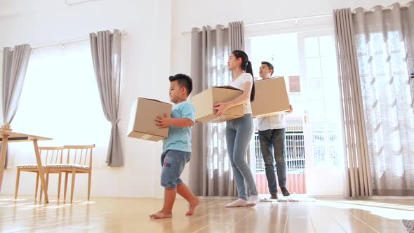 Asian Family Moving To New House