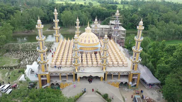 Aerial view of Gombuj Masjid mosque, Dhaka state, Bangladesh.