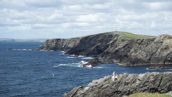 Cold view of cliff faces on remote island