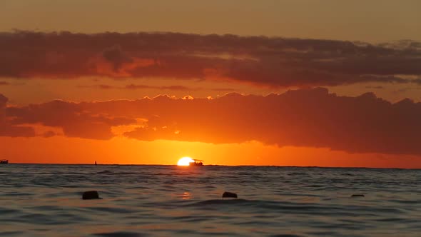 Panoramic View of the Sun Setting Down the Horizon