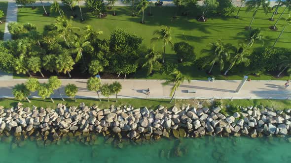 South Pointe Park at Miami Beach at Sunny Day. Aerial View