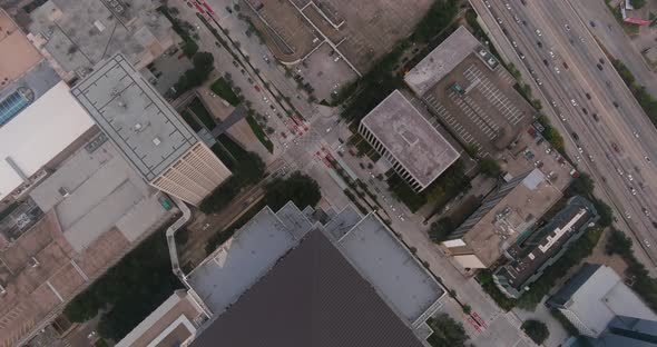 Birds eye view of The Williams tower and surrounding area in the Galleria mall area in Houston, Texa