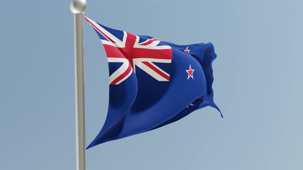 New Zealand flag on flagpole.