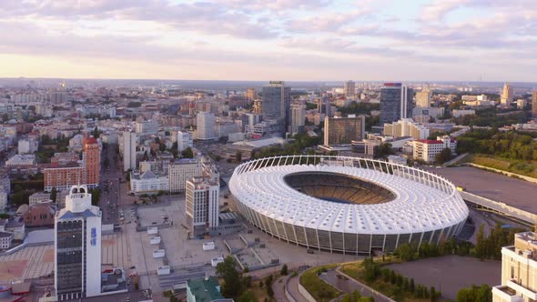Aerial View of Olympic Staduim in the Kiev City