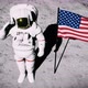 Astronaut on The Moon Near The US Flag - VideoHive Item for Sale