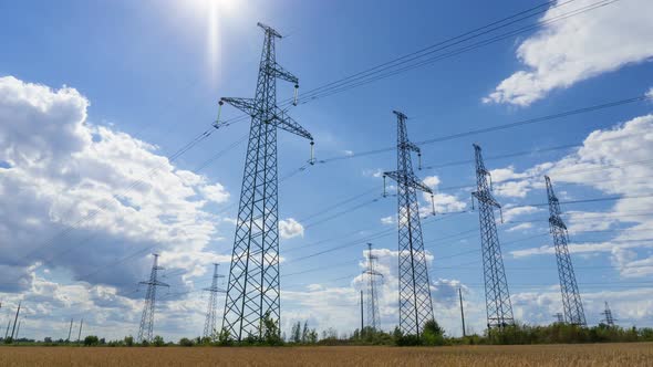 Time lapse - Transmission power lines tower