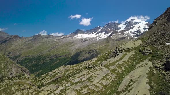 Flying Over the Alpine Mountains