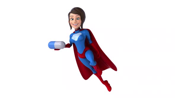 Fun 3D cartoon animation of a Super woman