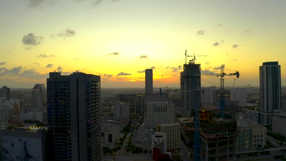 Downtown Miami Sunset Aerial Drone Video 4k