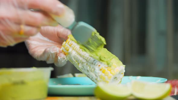 Sprinkle with Mexican Corn Elote with Guacamole Sauce