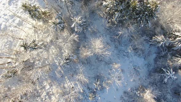 Ariel footage of snow covered landscapes.