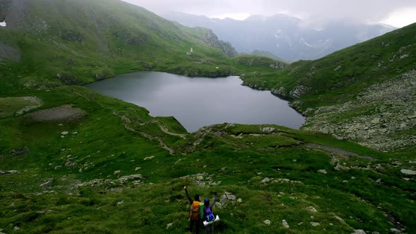 Aerial View at a Beautiful Lake in the Mountains