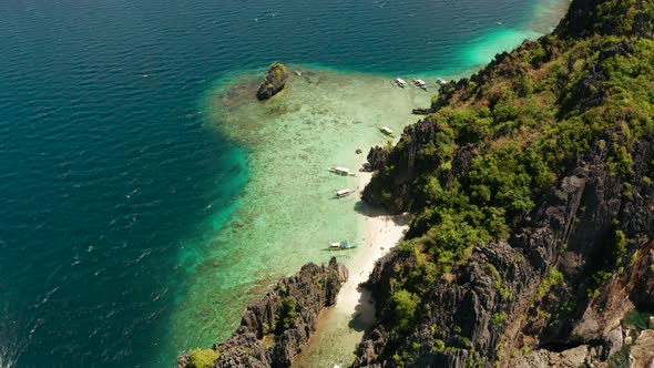 Tropical Seawater Lagoon and Beach Philippines El Nido