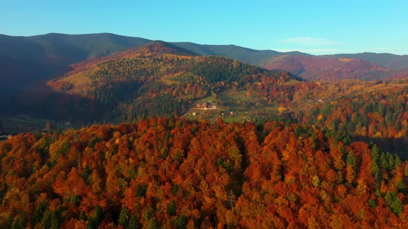 Aerial Drone Video Flying Over Carpathians Mountains, Ukraine, Europe