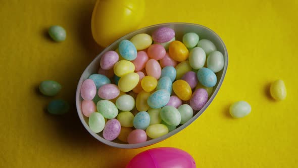 Rotating shot of colorful Easter jelly beans