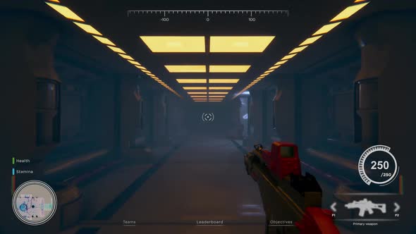 Mock Up 3D Animation of First Person Space Shooter with Game Over Overlay at the End