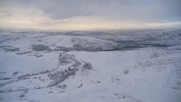 8K A Village In The Snowy Terrestrial Geography Countryside