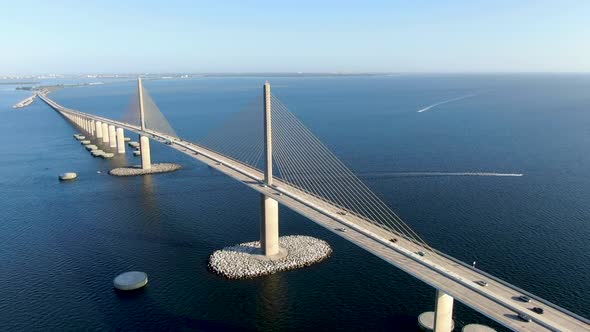 Aerial View of Sunshine Skyway Bridge, Tampa Bay