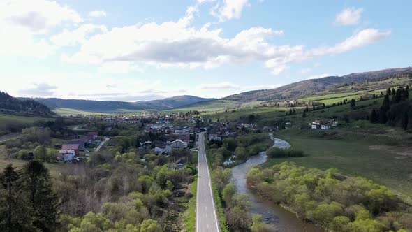 Aerial view of Svedlar village in Slovakia