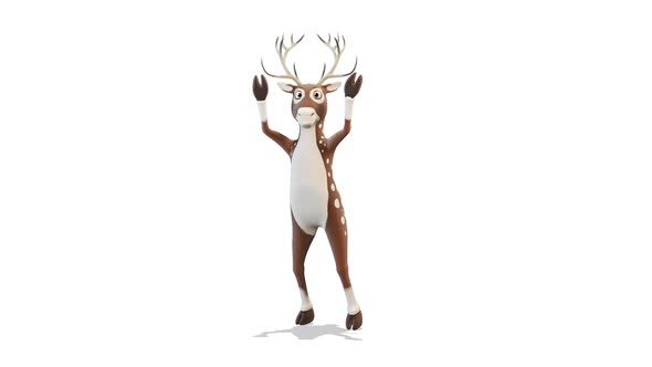 Deer Greeting With Two Hands on White Background
