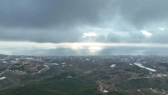 Clouds Over the city aerial view 4 K