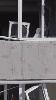 Vertical Video of a Destroyed House During the War in Ukraine