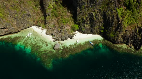 Tropical Seawater Lagoon and Beach, Philippines, El Nido