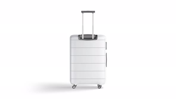 Blank white suitcase with handle mockup, looped rotation