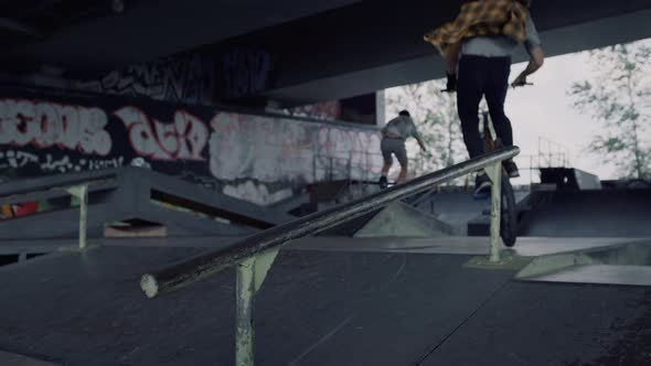 Active Teenagers Having Fun at Skate Spot