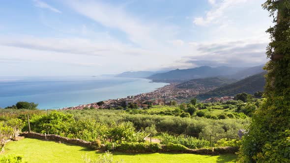 Borgio Verezzi, Italy. Time lapse landscape video from the countryside.