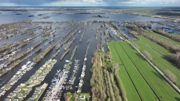 Loosdrechtse Plassen Harbour Waterway Canals and Cultivated Ditch Nature Near Vinkeveen Utrecht