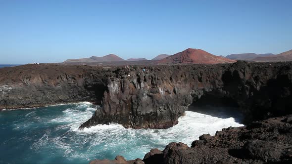 Breaking of waves on the Spanish island of Lanzarote