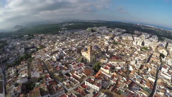 Drone shot of buildings from the bird eye view | Spain