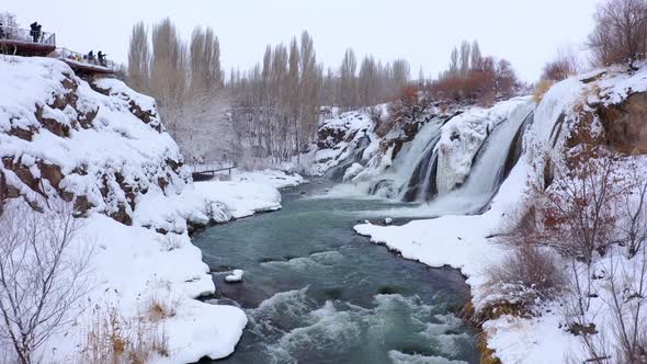 Muradiye waterfall winter