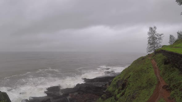 Devil's eye goa in monsoon. It is also known as devil's finger near Sinquerim Fort to Lower Aguada.