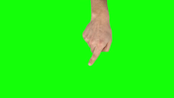 Man Hand Is Performing Swipes Left and Right at Tablet Screen Gesture on Green Screen. Close Up