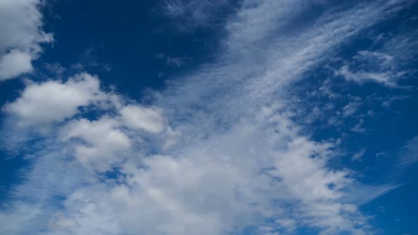 Clouds Move Smoothly in the Blue Sky. Timelapse