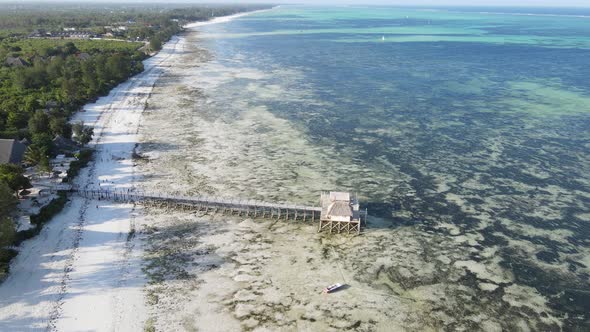 House on Stilts in the Ocean on the Coast of Zanzibar Tanzania