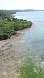 Vertical Video of the Ocean Near the Coast of Zanzibar Tanzania