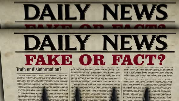 Fake on fact news, disinformation and information newspaper printing press