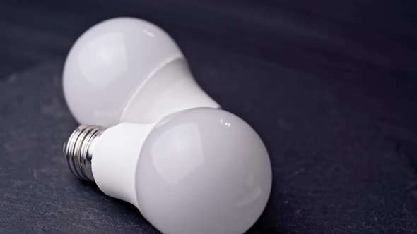 light bulbs lying on the table close up