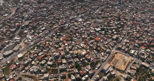 Aerial view of the Arab city of Um al Fahm in Northern Israel.