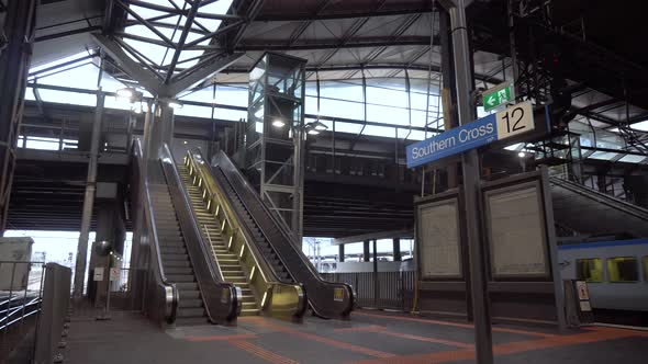 Melbourne's popular train stations are empty during the coronavirus-COVID-19 lockdown - Victoria, Au