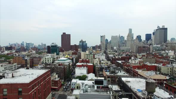 Aerial Pedestal Up Shot of NoLita Little Italy NYC