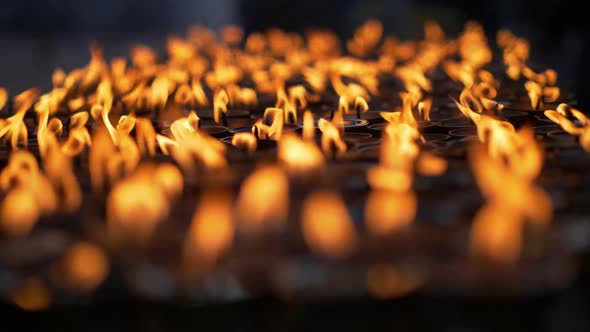 Candles for Prayers at Buddhist Site of Boudhanath, Kathmandu, Nepal