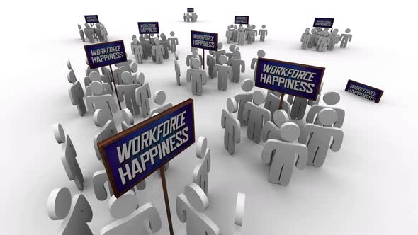 Workforce Happiness Satisfied Happy Employees Workers Teams Signs
