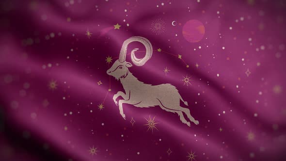 Aries Zodiac Horoscope Video Flag Textured Background Front HD