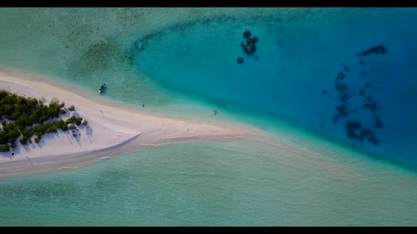 Aerial view travel of beautiful tourist beach journey by clear sea with white sand background of a d