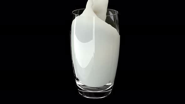 Milk Poured Into Clear Glass Liquid Splash