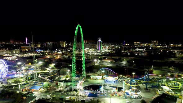 Night landscape of colorful amusement park at Orlando Florida United States.